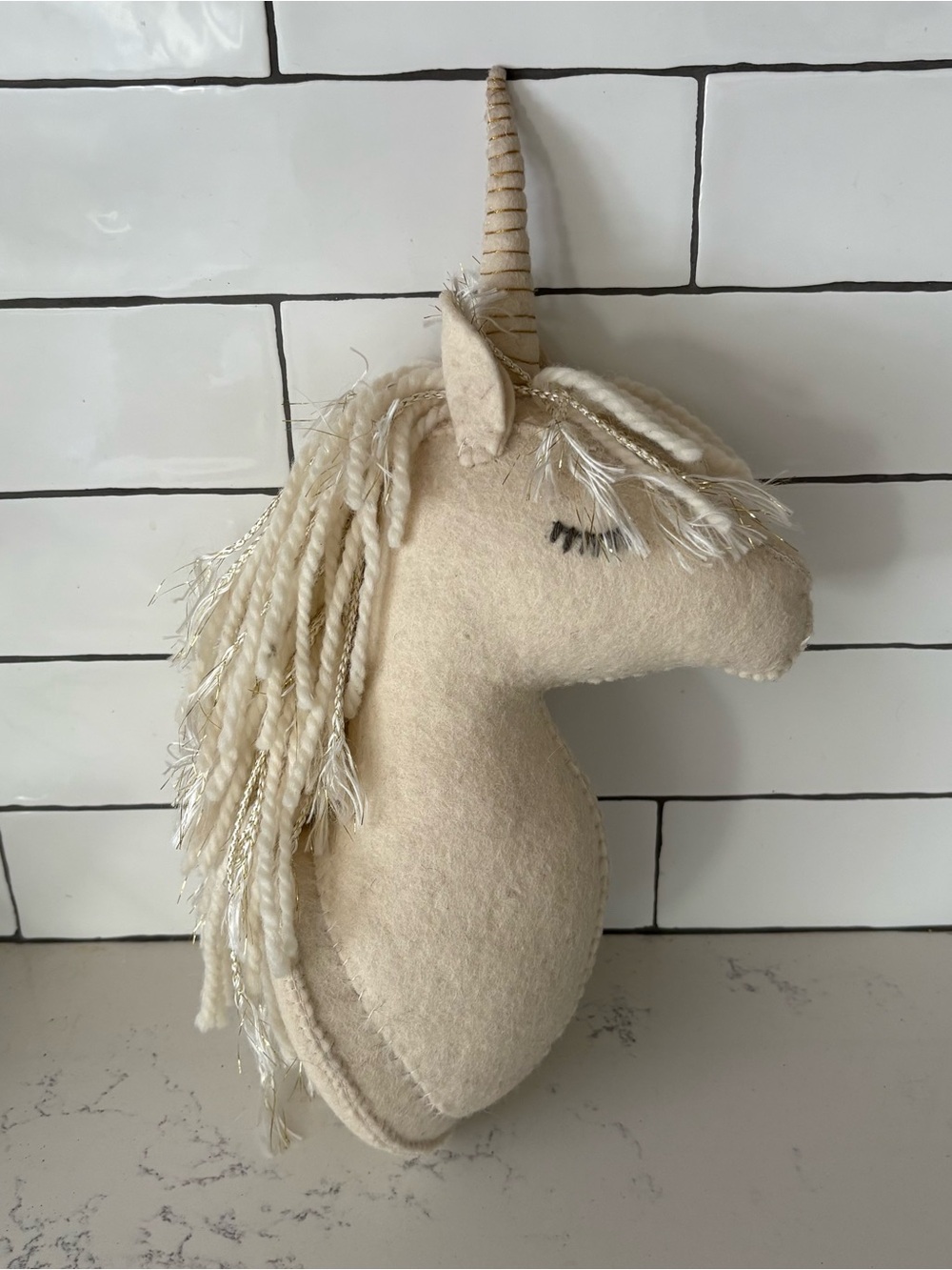Mud Pie Nursery Unicorn Wall Mount Felt Faux Gold Mane
Hanging Decor